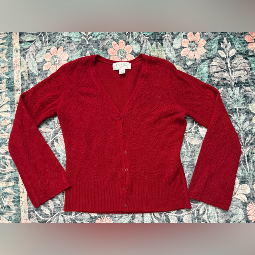 Casual Corner Deep Red Women's Cardigan